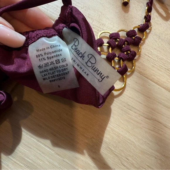 Beach Bunny Plum Triangle Bikini with Gold Chain Accents - Picture 3 of 5